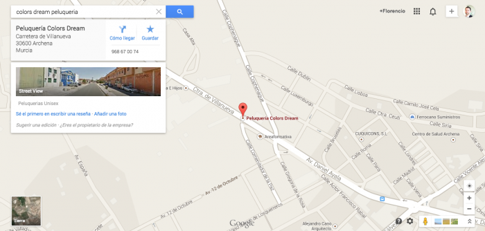 Resultado de busqueda por nombre en Google Maps