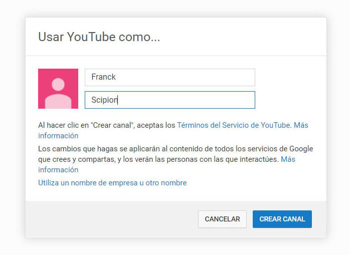 Cómo crear un canal en YouTube